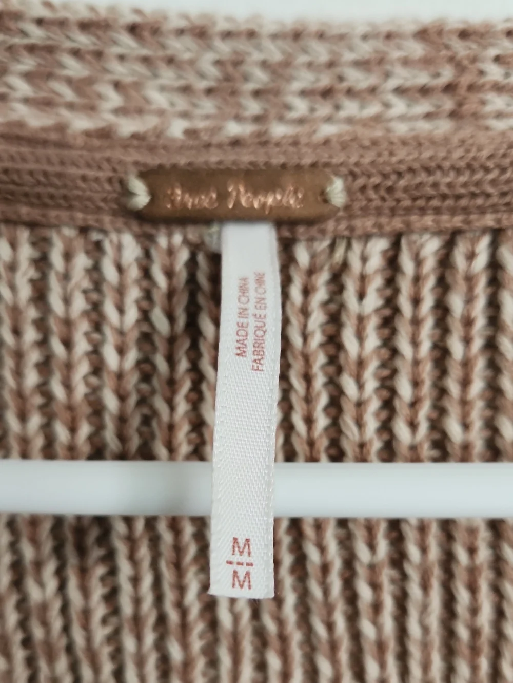 NWOT. Free People When It Rains V-neck Sweater Sz. Medium In Toast Combo
